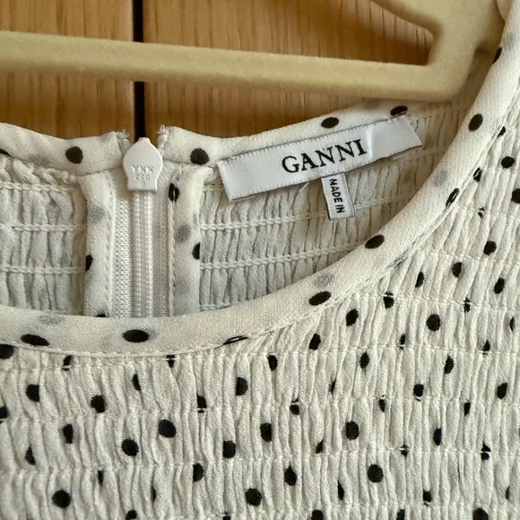 Ganni White and Black “Rometty” Polka Dot Dress, size 42/8 - Picture 8 of 13